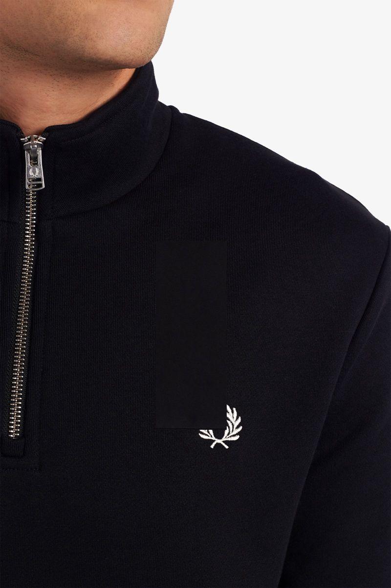 Black Fred Perry Half Zip Men's Sweatshirts | PH 1583LISH